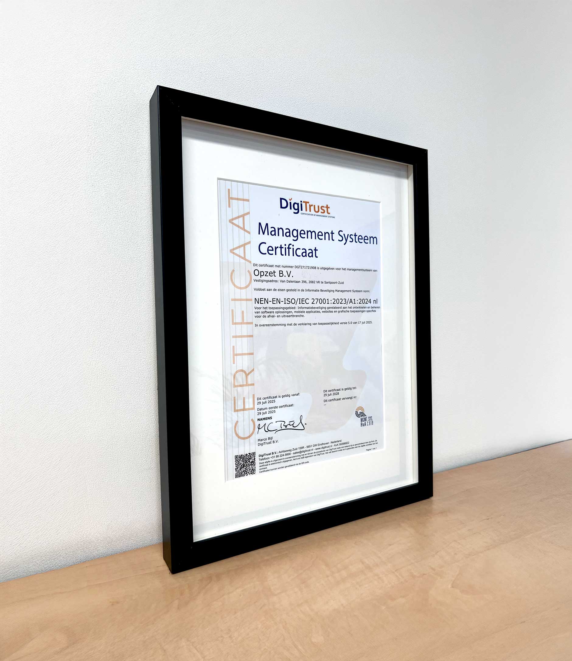 ISO certificaat Opzet